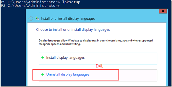 Windows2012 安装卸载语言包