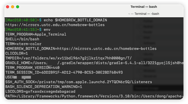 Mac下查看环境变量值